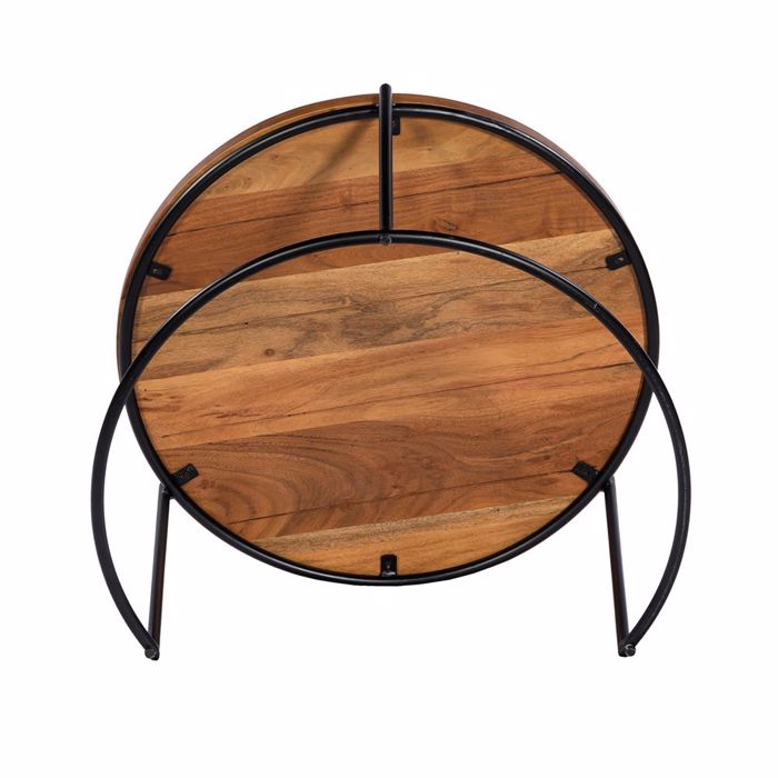 Liberta - Maison CELLINI Σετ των 2 Coffee Table Καρυδί Ανοιχτό/Μαύρο Φ70x43cm 04-1049 Liberta - Maison CELLINI Set ton 2 Coffee Table Karudi Anoixto/Mavro F70x43cm 04-1049